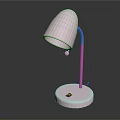 Pastel Pink Table Lamp With Curved Metal Stand And White Base For Home Office