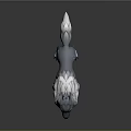 3D Model Of Mythical Gray Wolf With White Fur Blue Eyes And Glowing Blue Patterns