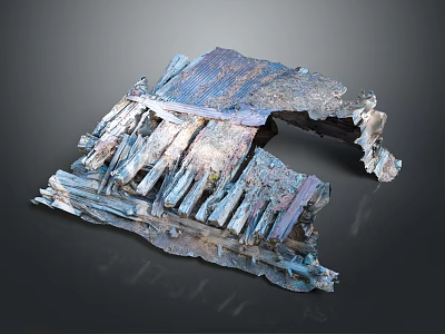 Rusted Metal Structure Featuring Irregular Shape Rusty Blue Gray Patina and Broken Peeling Surfaces 3d model