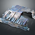 Rusted Metal Structure Featuring Irregular Shape Rusty Blue Gray Patina and Broken Peeling Surfaces 3d model
