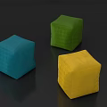 Colorful Square Fabric Stools in Blue Green Yellow with Textured Design