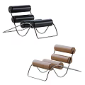 Modern Lounge Chair Design With Metal Frame And Cylindrical Cushions In Black And Brown