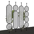 Modern Geometric Room Divider With Black Frame Glass Panels And Green Plants