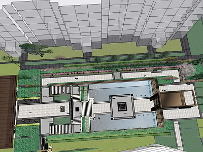 Garden Landscape Design With Pathways Greenery Water Feature And Plant Layout 3d model
