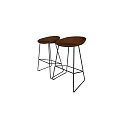 Two Modern Wooden Bar Stools With Stylish Metal Frame Design