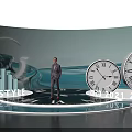 Check in System With Man On Clock Years 2021 2022 2023 China Style Data Columns