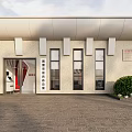 Military Recruitment Office Interior With Red Accents Star Emblem Map Military Posters And Office Furniture