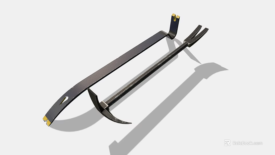 Durable Hardware Tools Sickle and Fork with Sharp Blades Long Handles and Golden Tips 3d model 