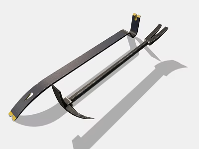 Durable Hardware Tools Sickle and Fork with Sharp Blades Long Handles and Golden Tips 3d model