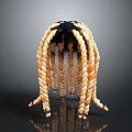 Realistic Human Head Sculpture With Long Braided Hair In Mixed Blonde And Brown Tones