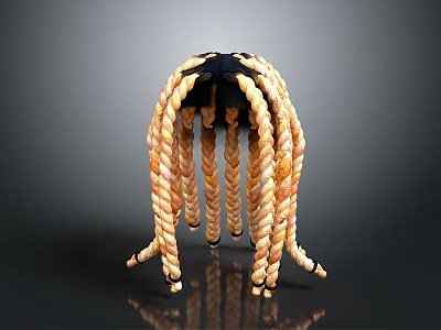 Realistic Human Head Sculpture With Long Braided Hair In Mixed Blonde And Brown Tones 3d model