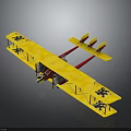 Vintage Yellow Biplane With Red Accents And Black Emblems On Double Wings