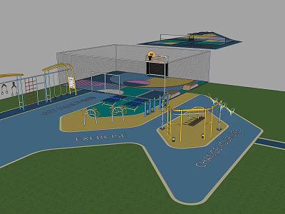 Children's Playground With Safe Interactive Zones Swings Climbing Frames And Soft Flooring 3d model
