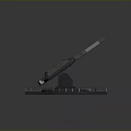 3D Model Large Weapon With Metal Structure Platform Base And Red Details 3d model