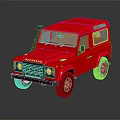 Red Land Rover Defender With Hardtop Design And Black Wheels And Front Grille