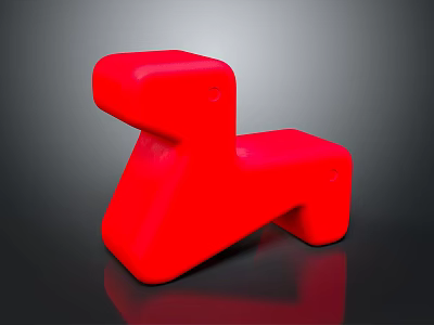 Red Horse Shaped Kids' Rocking Furniture With Fun Design And Safe Play Features 3d model