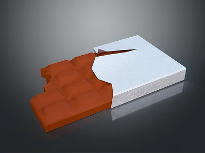 Delicious Chocolate Block With Peeled Wrapper And Square Texture 3d model