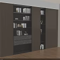 Modern Bookcase With Layered Shelves Storage Drawers Books And Decorative Items