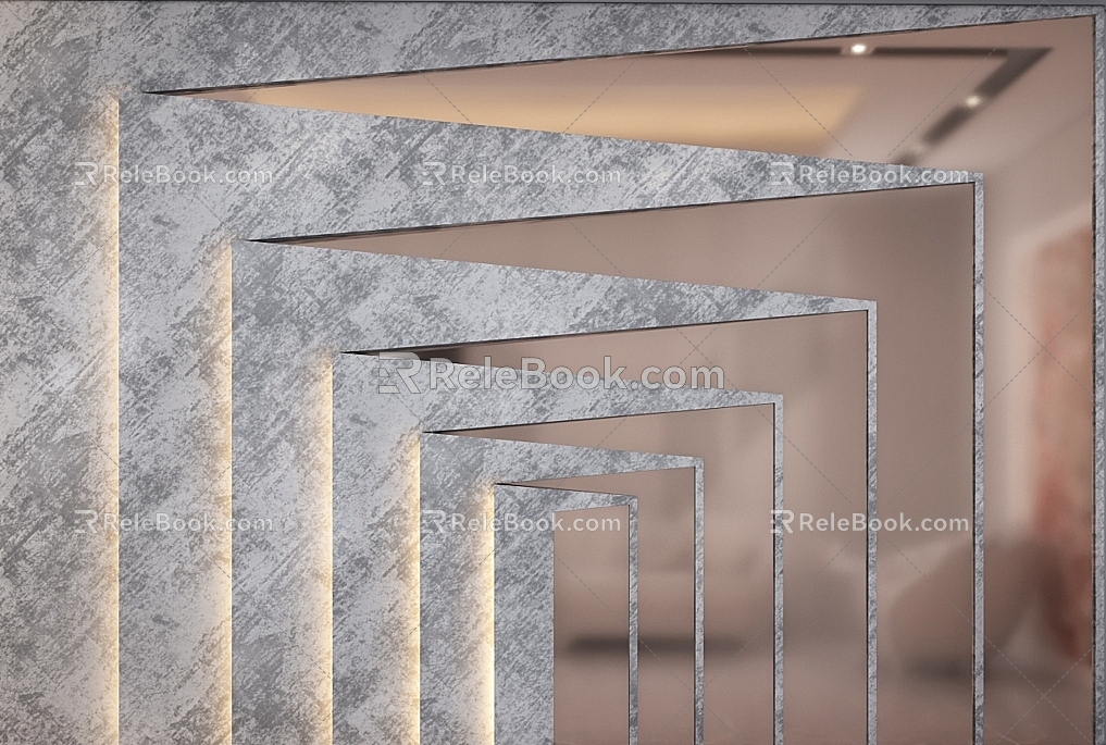 Background wall parapet decorative wall stereo visual space hotel front desk geometry net red wall company luxury 3d model