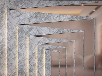 Modern Gray Layered Wall Paneling With Geometric Design And Illuminated Decor 3d model Modern Gray Layered Wall Paneling With Geometric Design And Illuminated Decor 3d model