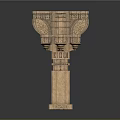 Classical Architectural Column With Intricate Carvings And Ornate Stone Structure