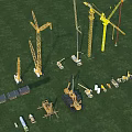 Construction Components Featuring Tower Cranes Excavators And Heavy Machinery 3d model