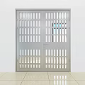 Metal Double Security Doors With Grille Design For Interior White Background 3d model