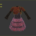 Red And Black Plaid Dress With Black Corset Waistband Gray Long Sleeves And Bow Detail