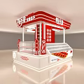 Red And White Mall Shop Interior With Display Counter And Ice Cream Signage