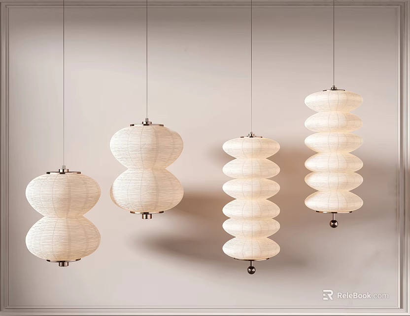 Modern White Pendant Lights With Layered And Spherical Design For Home Decor 3d model 