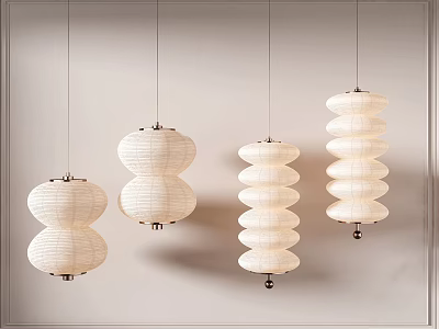 Modern White Pendant Lights With Layered And Spherical Design For Home Decor 3d model