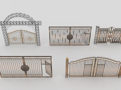 Ornate Metal Gates With Arched Design Circular Motifs And Double Door Styles 3d model