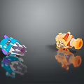 Two Colorful Blue And Orange Space Rocket Models For Kids Astronaut Play