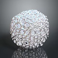 Silver Decorative Sphere With Crystal Like Circles On Shiny Reflective Ornamental Surface
