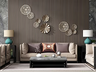 New Chinese Sofa Coffee Table Combination 3d model