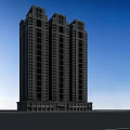 Modern High Rise Residential Building Facade With Large Windows Green Lawn And Blue Sky