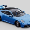 Blue Sports Car With Sleek Exterior Design And Black Alloy Wheels