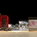 Modern Exhibition Booth Design With Display Screens Tables Chairs And Green Decorations