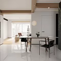 Modern Dining and Living Area Interior With Open Layout Dining Table Chairs And Natural Light