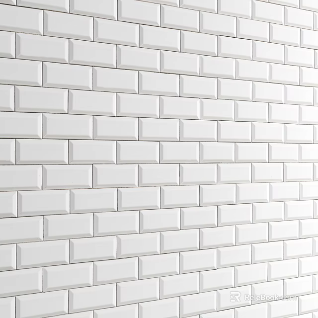 White Rectangular Tile Floor With Uniform Layout And Clean Modern Surface Look 3d model 