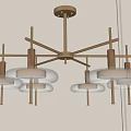 Minimalist Modern Chandelier With Golden Metal Frame And Glass Shades For Interior Decor