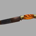 Vintage Knife with Wooden Handle and Brass Metal Accents Rusty Blade Design