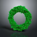Green Christmas Wreath Ornament With White Beads For Holiday Decoration