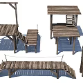 Wooden House Exterior With Multiple Platforms Stairs And Wooden Frames