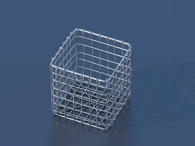 Durable Wire Mesh Square Storage Basket Perfect for Home Organizing Needs 3d model