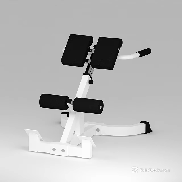 Black White Ab Trainer With Padded Seats Metal Frame Leg Rollers For Home Gym 3d model 