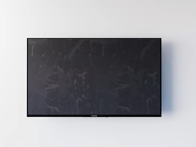 Black Wall Mounted TV on White Wall in Modern Interior Flat Screen Design 3d model