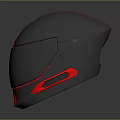 Sleek Black And Red Helmet With Glossy Finish And Reflective Surface