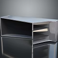 Modern Silver TV Stand With Sleek Surface And Open Storage Shelves 3d model