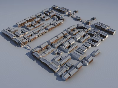 Ancient Architecture Aerial View With Traditional Tile Roofs And Clustered Layout 3d model